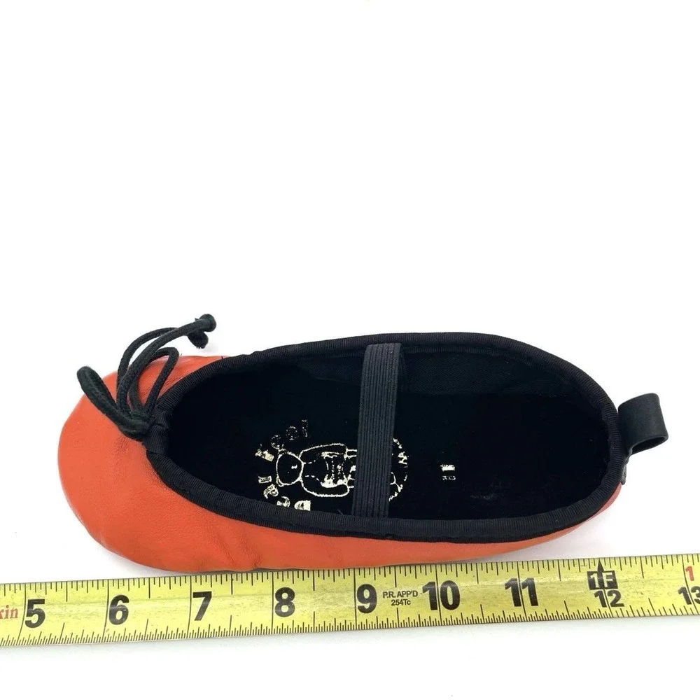 Bear Feet BBG Orange Black Leather Soft Sole Ballerina Flats Kids Size 11